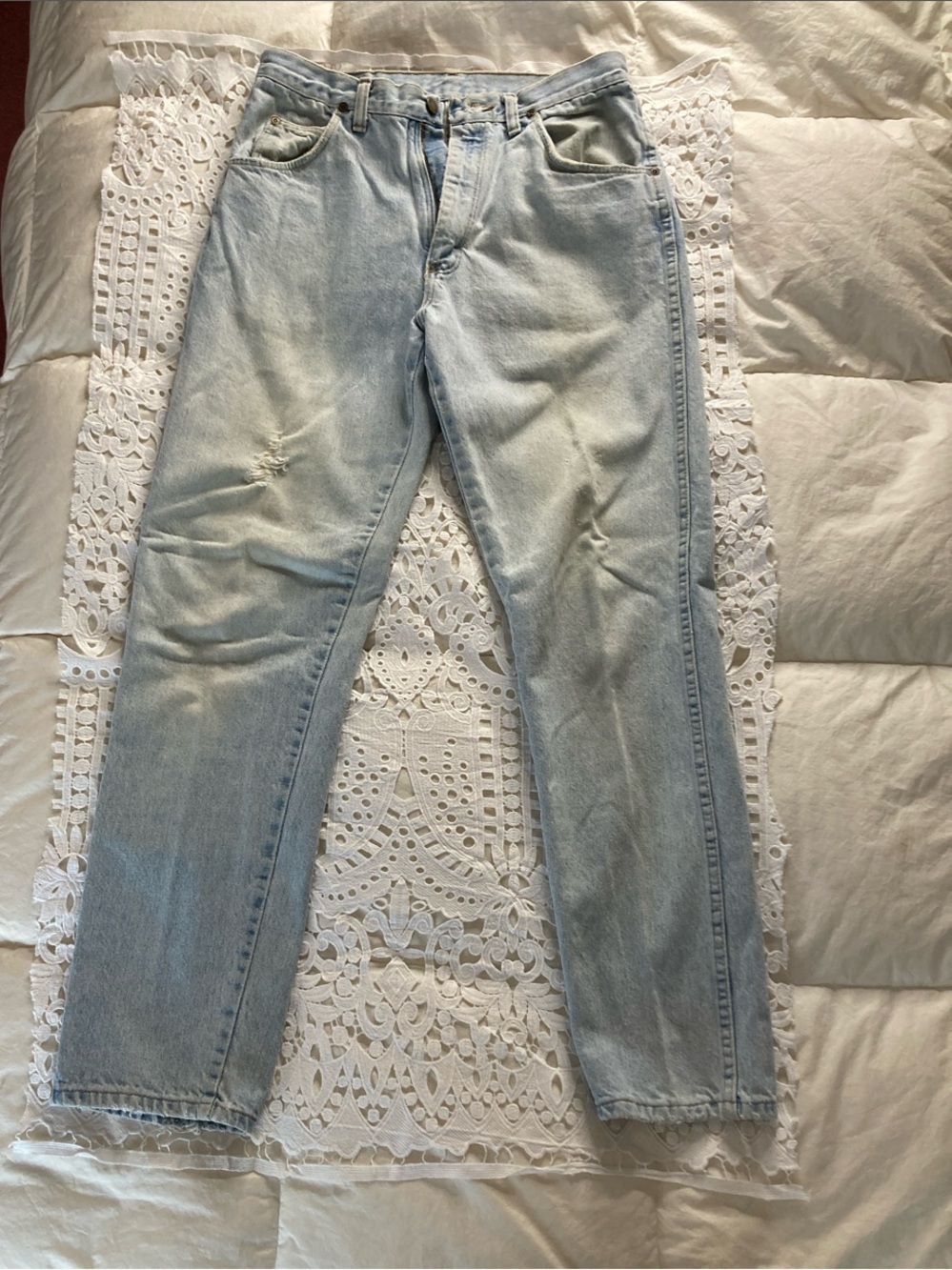 Vintage Light Wash Faded Men's Jeans - Classic Casual Fit - 32/32